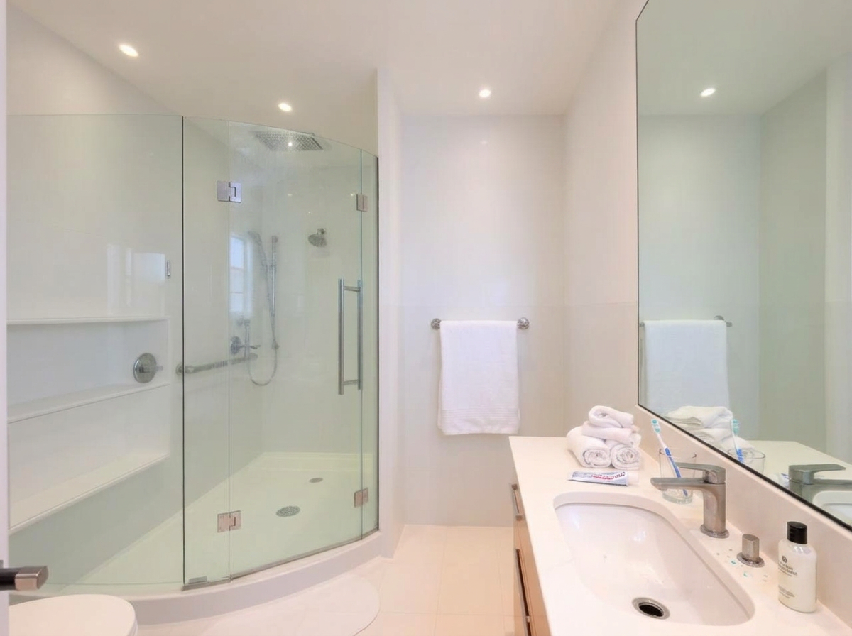 Bathroom before a professional TrueCove deep cleaning
